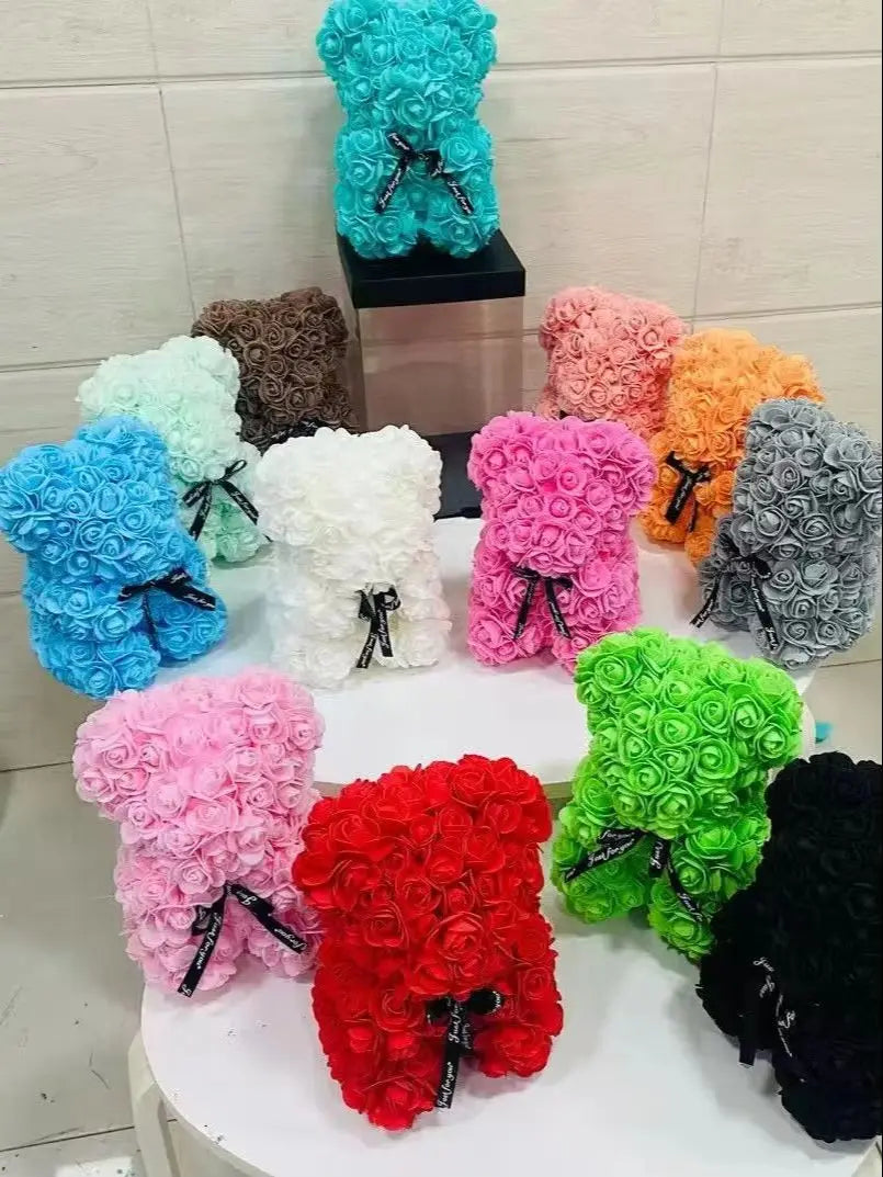 1Pc Valentine'S Day Gift Creative Rose Bear Gift PE Flower Romantic Foam Bear Hug Bear