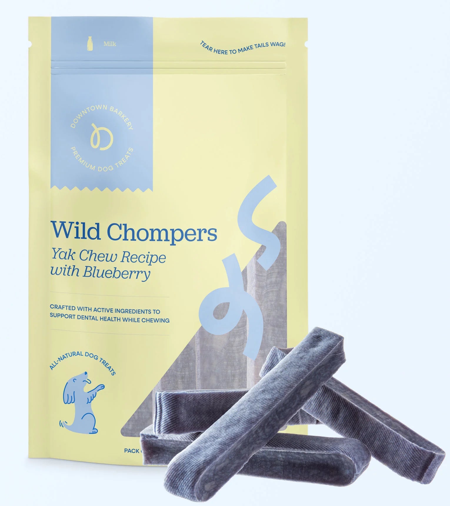 Long Lasting Dental Yak Chews - Cranberry and Blueberry Yak Chews for Dogs