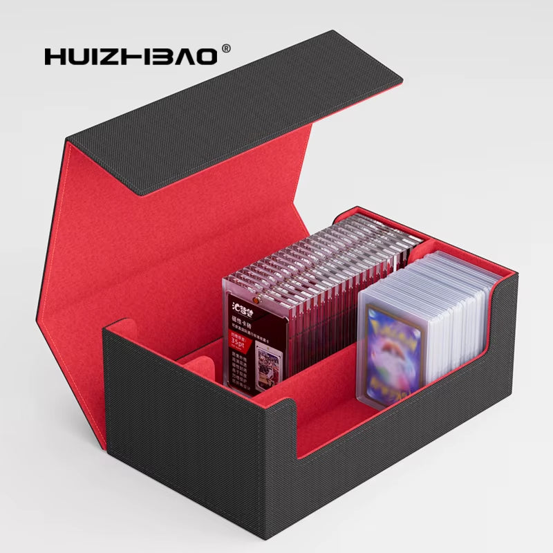 Leather Magnetic Card Holder Storage Box, for Toploaders Storage Box, Can Accommodate around 68 35Pt Magnetic Card Holder