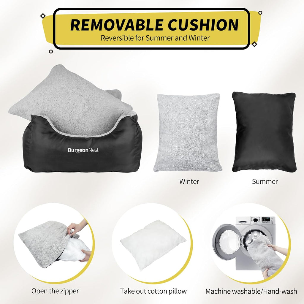 Car Seat for Small Dogs, Fully Detachable and Washable Puppy Booster Seat, with Storage Pockets and Clip-On Leash, Portable Soft Travel Carrier Bed