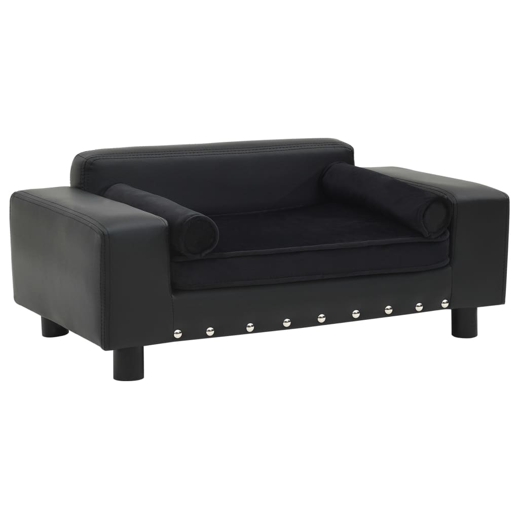 NNEVL Dog Sofa Black 81x43x31 cm Plush and Faux Leather NNEVL
