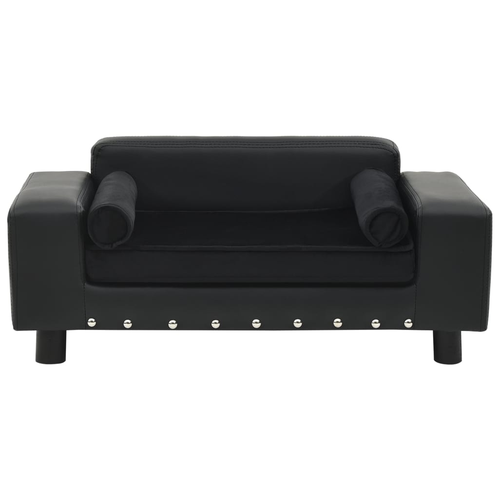 NNEVL Dog Sofa Black 81x43x31 cm Plush and Faux Leather NNEVL