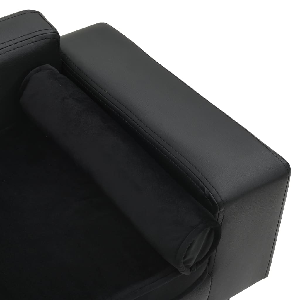 NNEVL Dog Sofa Black 81x43x31 cm Plush and Faux Leather NNEVL