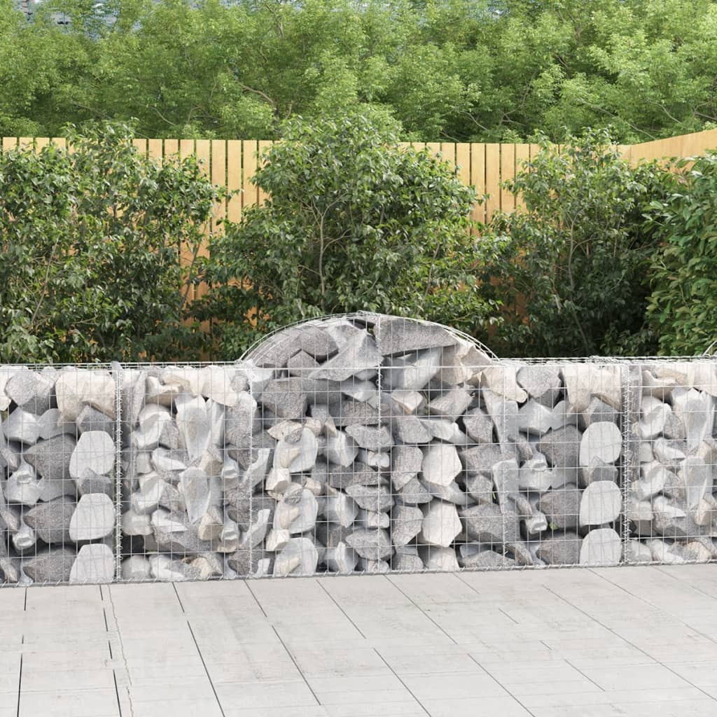 NNEVL Arched Gabion Baskets 3 pcs 200x50x80/100 cm Galvanised Iron NNEVL
