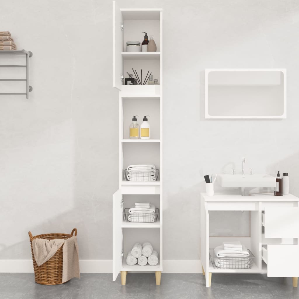 NNEVL Bathroom Cabinet White 30x30x190 cm Engineered Wood-2