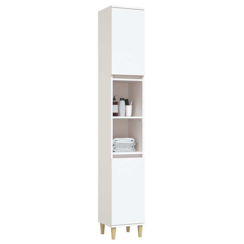 NNEVL Bathroom Cabinet White 30x30x190 cm Engineered Wood-3