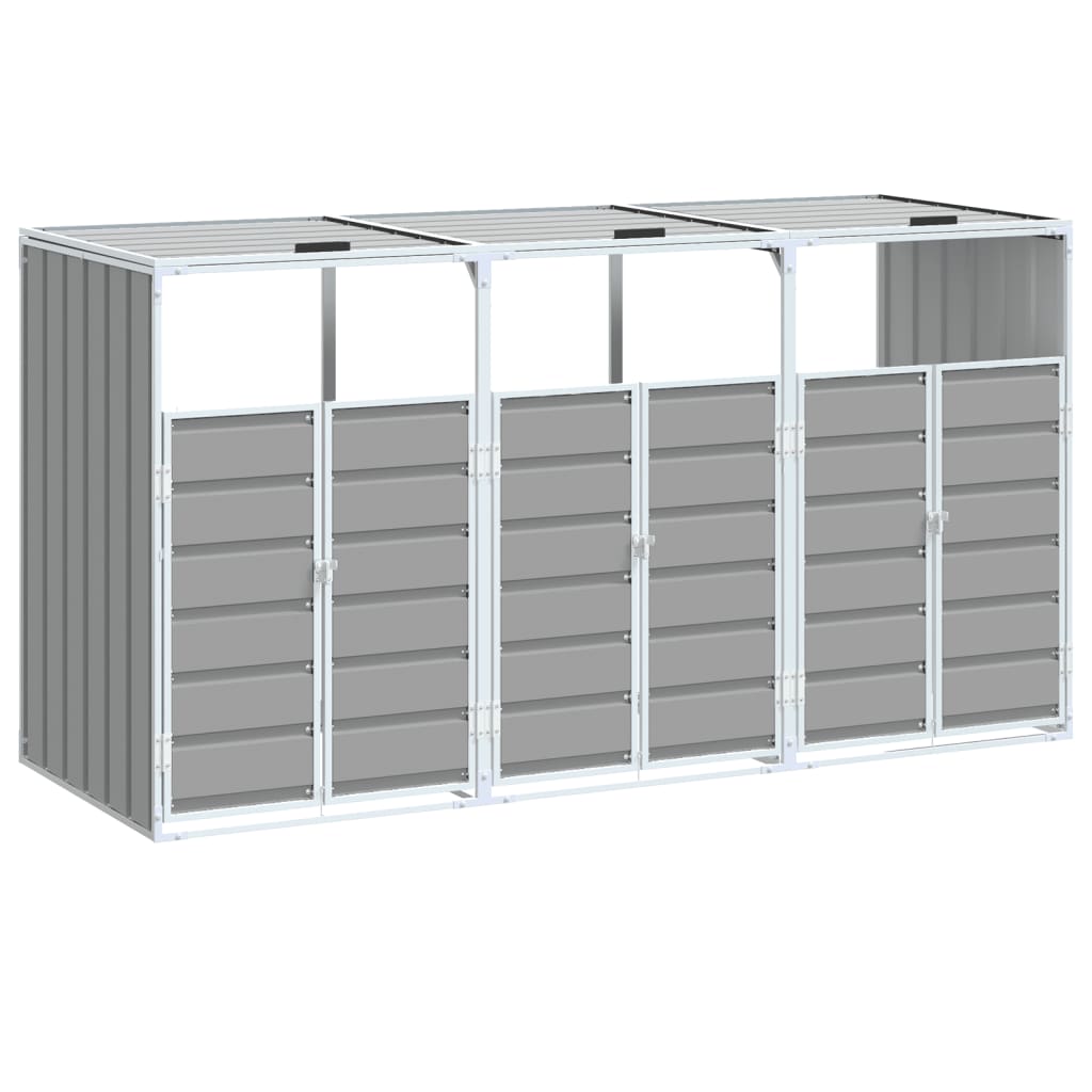 NNEVL Wheelie Bin Storage for Triple Bins Grey 216x81x115 cm Steel NNEVL