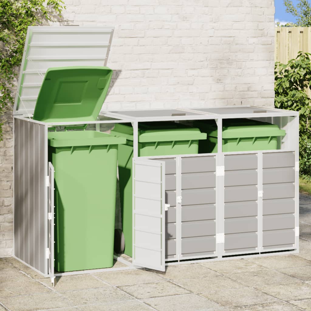 NNEVL Wheelie Bin Storage for Triple Bins Grey 216x81x115 cm Steel NNEVL
