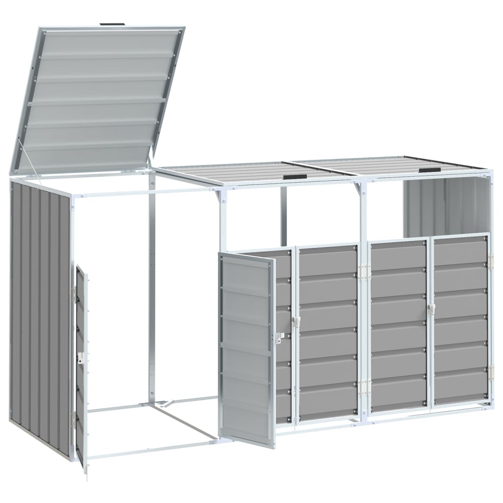 NNEVL Wheelie Bin Storage for Triple Bins Grey 216x81x115 cm Steel NNEVL