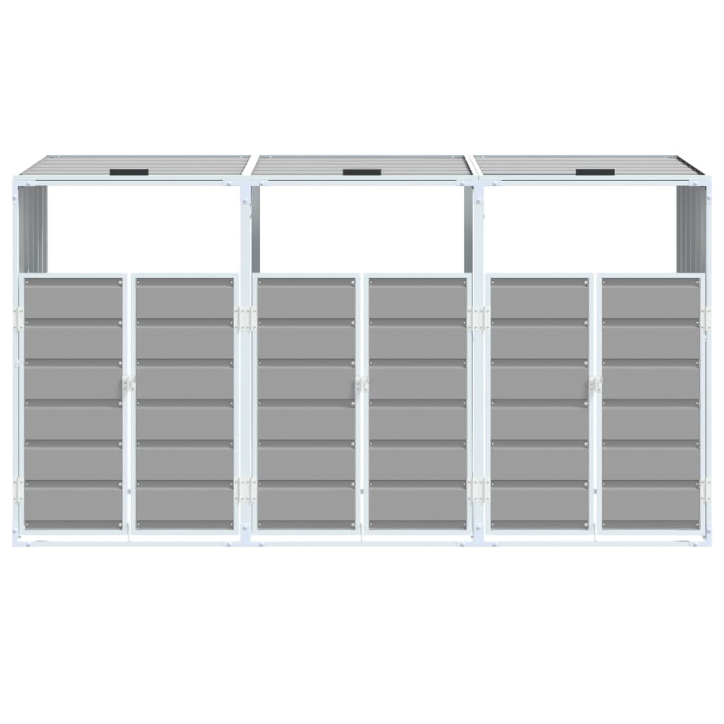 NNEVL Wheelie Bin Storage for Triple Bins Grey 216x81x115 cm Steel NNEVL