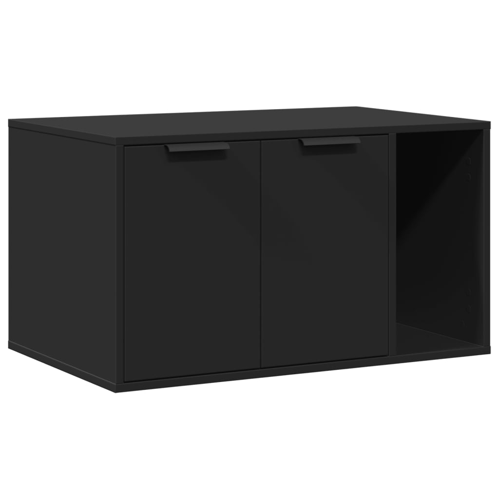 NNEVL Cat Litter Box Enclosure Black 80x50x45 cm Engineered Wood NNEVL
