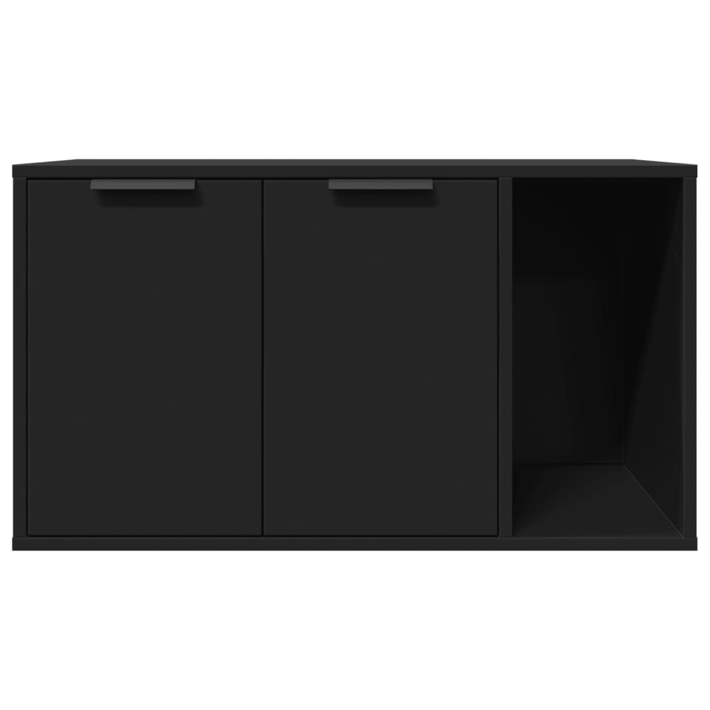 NNEVL Cat Litter Box Enclosure Black 80x50x45 cm Engineered Wood NNEVL