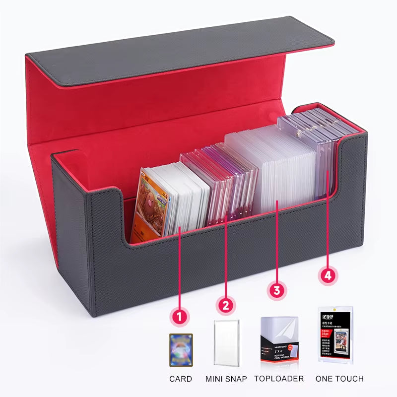 Leather Magnetic Card Holder Storage Box, for Toploaders Storage Box, Can Accommodate around 68 35Pt Magnetic Card Holder
