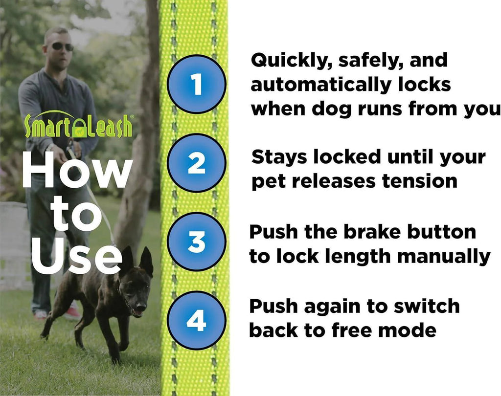 Smart Retractable Leash M – Blue, 14Ft, up to 40Lbs / 18Kg, with Safety Features for Every Walk