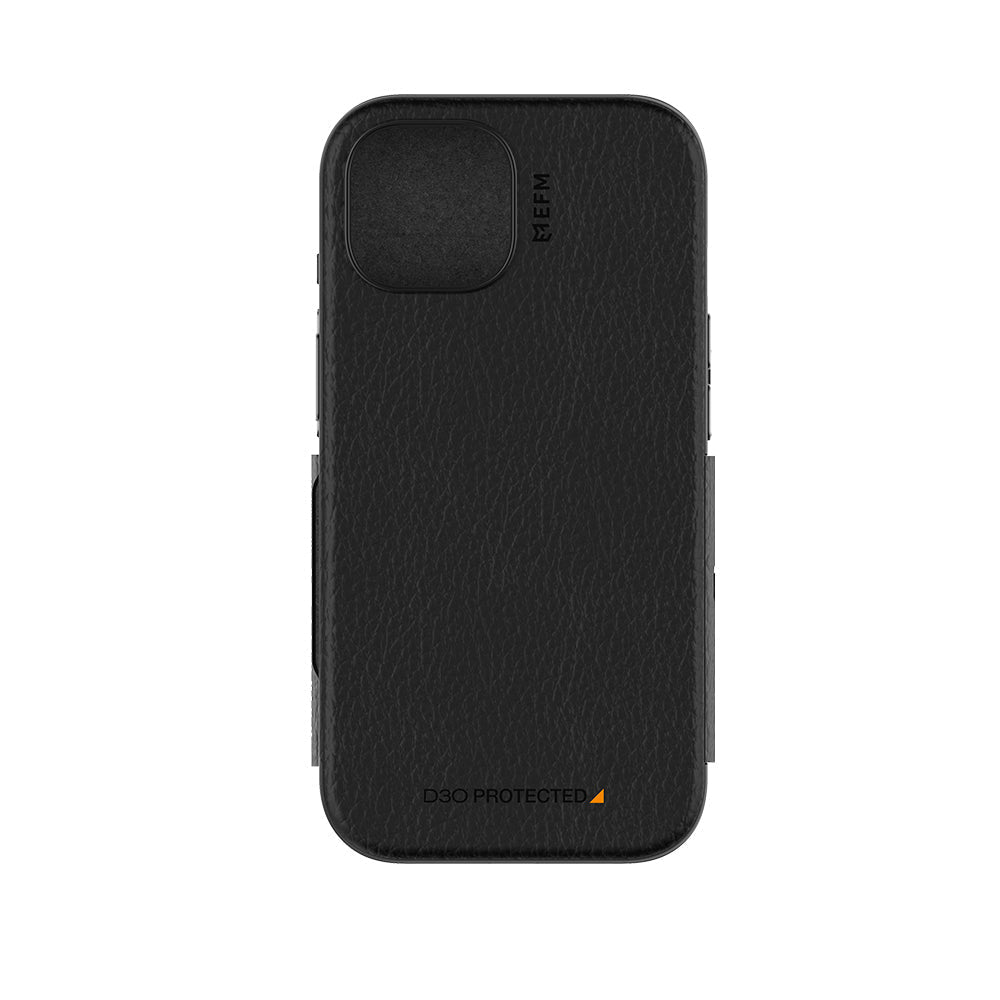 NNEDSZ EFM Monaco E-leather Wallet Case Armour With D3O Plus Suits Iphone 15 (6.1") - Black/Space Grey NNEDSZ