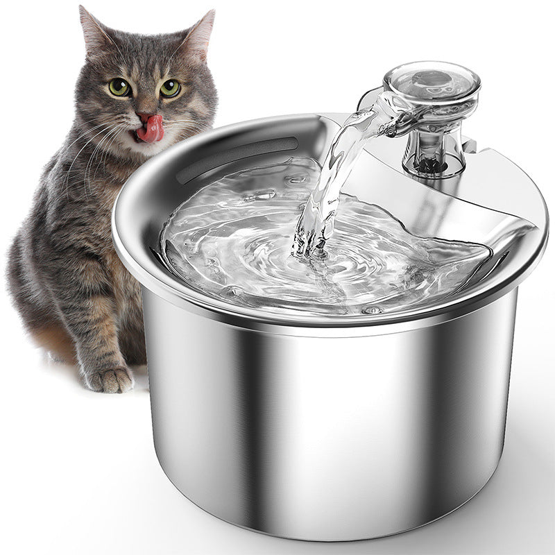 NNEDSZ Beginner Package Stainless Steel Pet Water Fountain with Automatic Power-Off -Plug Not Included NNEDSZ