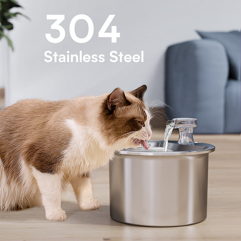NNEDSZ Beginner Package Stainless Steel Pet Water Fountain with Automatic Power-Off -Plug Not Included NNEDSZ