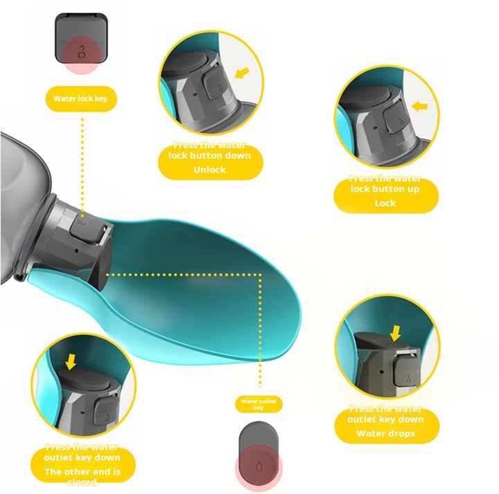 NNEDSZ Blue And Grey Portable Foldable Pet Water Bottle with 800ml Capacity - Leakproof Travel Hydration Dispenser for Dogs and Cats NNEDSZ