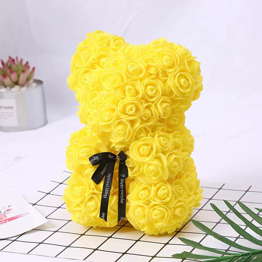 1Pc Valentine'S Day Gift Creative Rose Bear Gift PE Flower Romantic Foam Bear Hug Bear