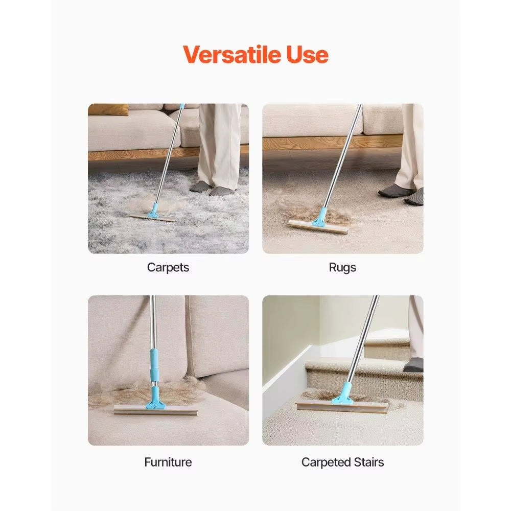 Pet Hair Removal Carpet Rake Adjustable Handle Pet Hair Broom Tool