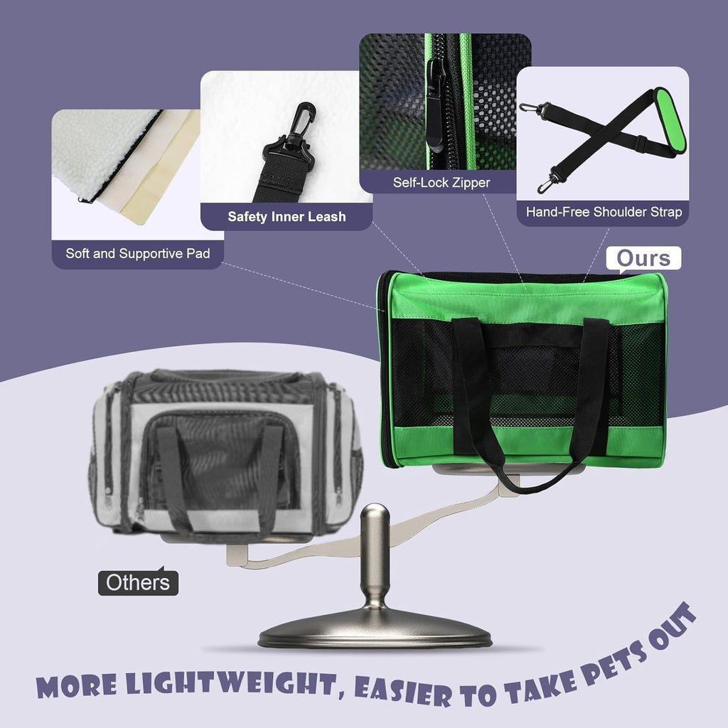Pet Carrier Airline Approved Pet Carrier Dog Carriers for Small Dogs, Cat Carriers for Medium Cats Small Cat, Small Pet Carrier Small Dog Carrier Airline Approved Cat Pet Travel Carrier-Green