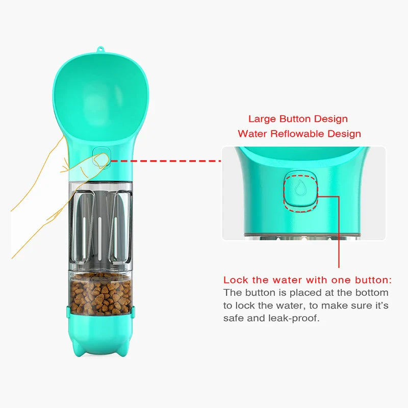 Portable Multifunctional Dog Water Bottle with Poop Dispenser