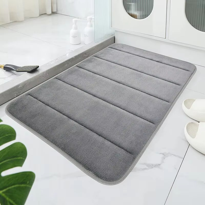 Bathroom Coral Velvet Anti-Skid Mat,Quick Water Absorption,Dry Machine Washing,Toilet Mat,Softcomfortable, Easy Mat Bathroom Use
