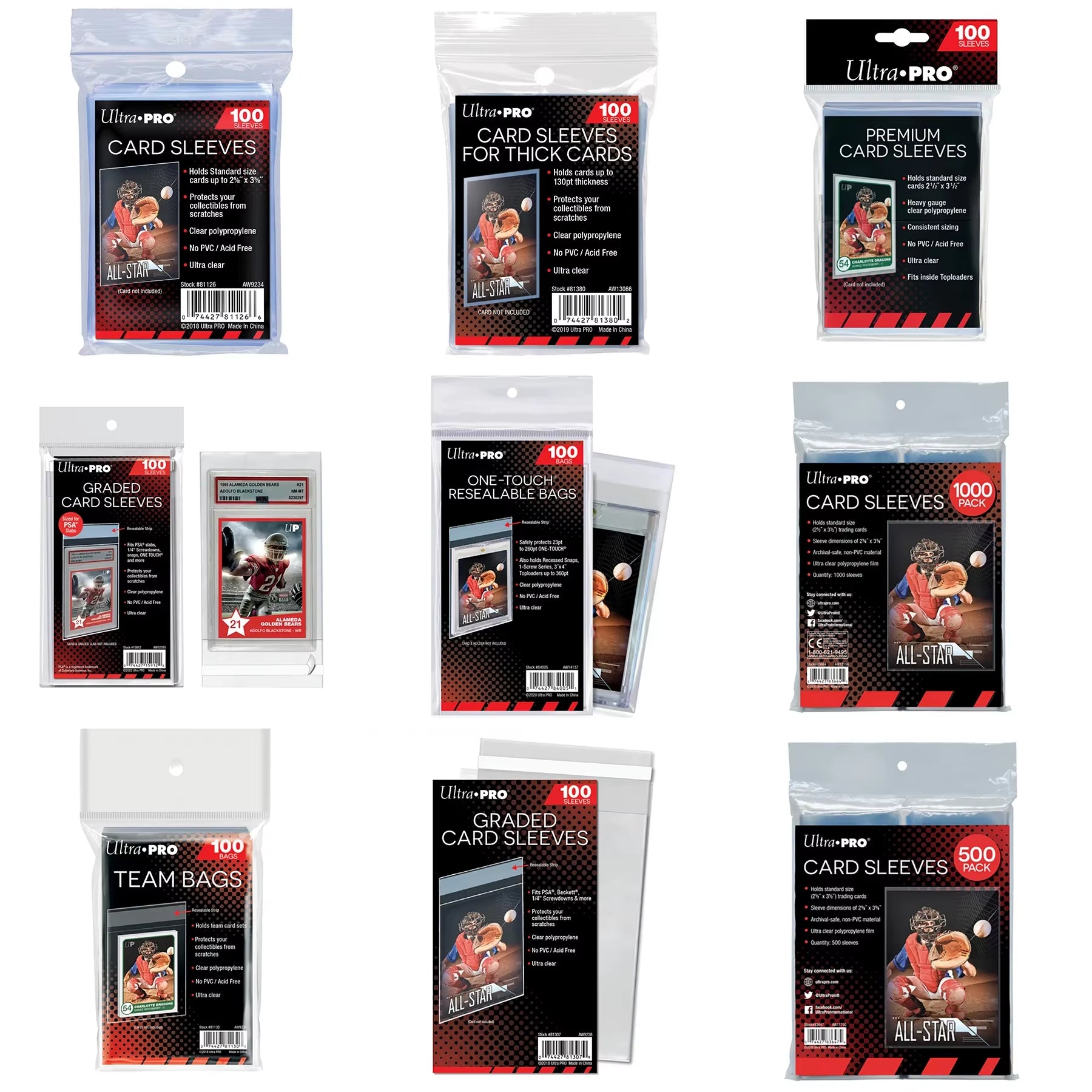 Ultra Pro Graded Sports Card Sleeves TCG Sealable One-Touch Premium Thick 35/130 Team Bags Game Protector Cards Cover Shield