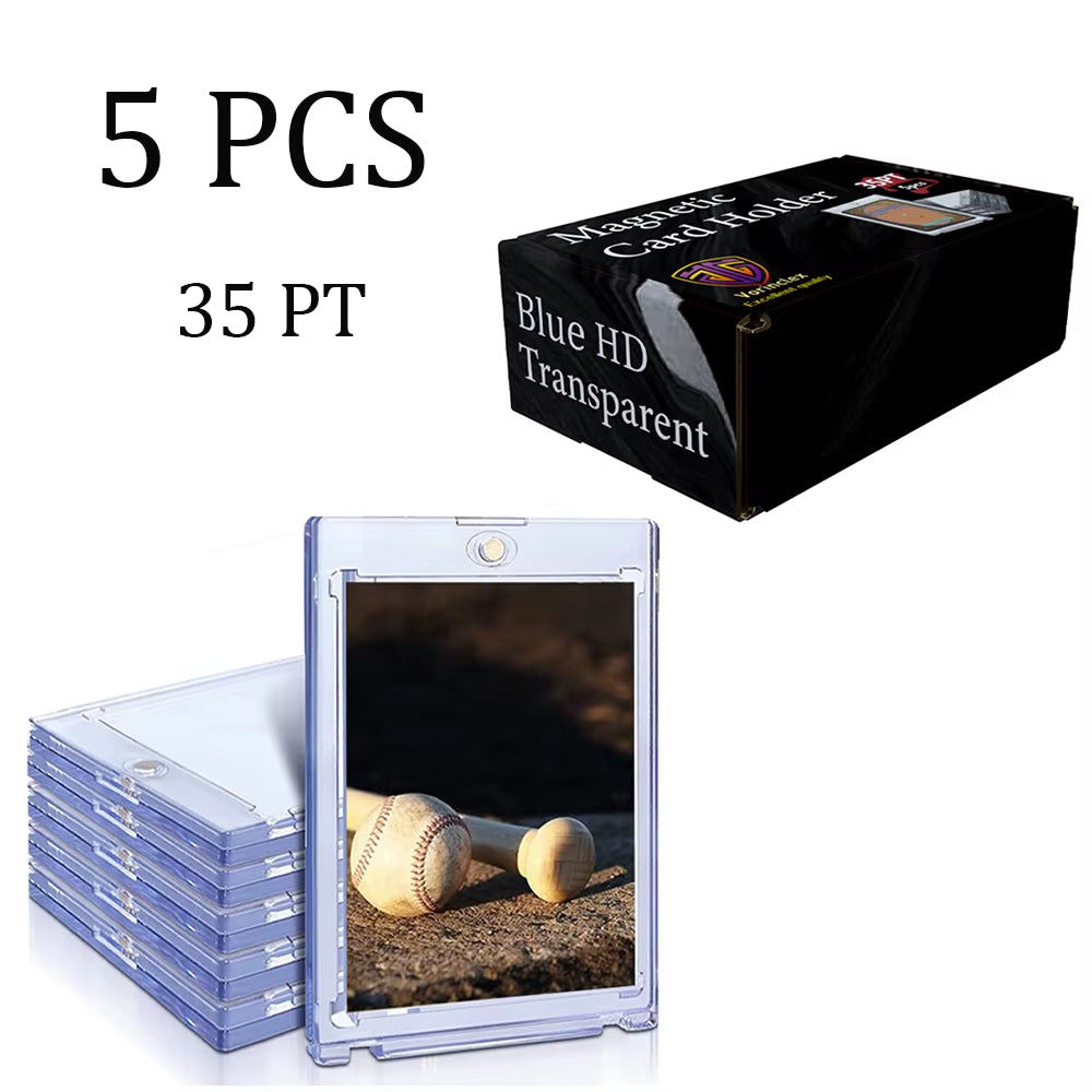 5PCS 35PT Magnetic Card Holder One Touch Card Holder for Trading/Sports Cards Acrylic Card Stands Hard Plastic Cards Display