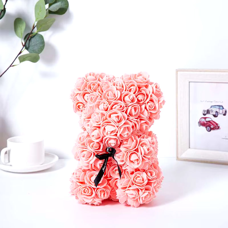 1Pc Valentine'S Day Gift Creative Rose Bear Gift PE Flower Romantic Foam Bear Hug Bear