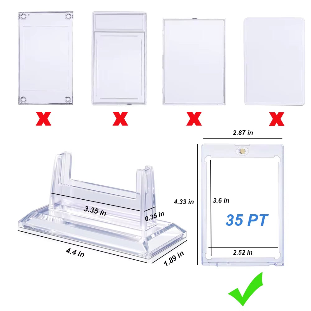 5PCS 35PT Magnetic Card Holder One Touch Card Holder for Trading/Sports Cards Acrylic Card Stands Hard Plastic Cards Display