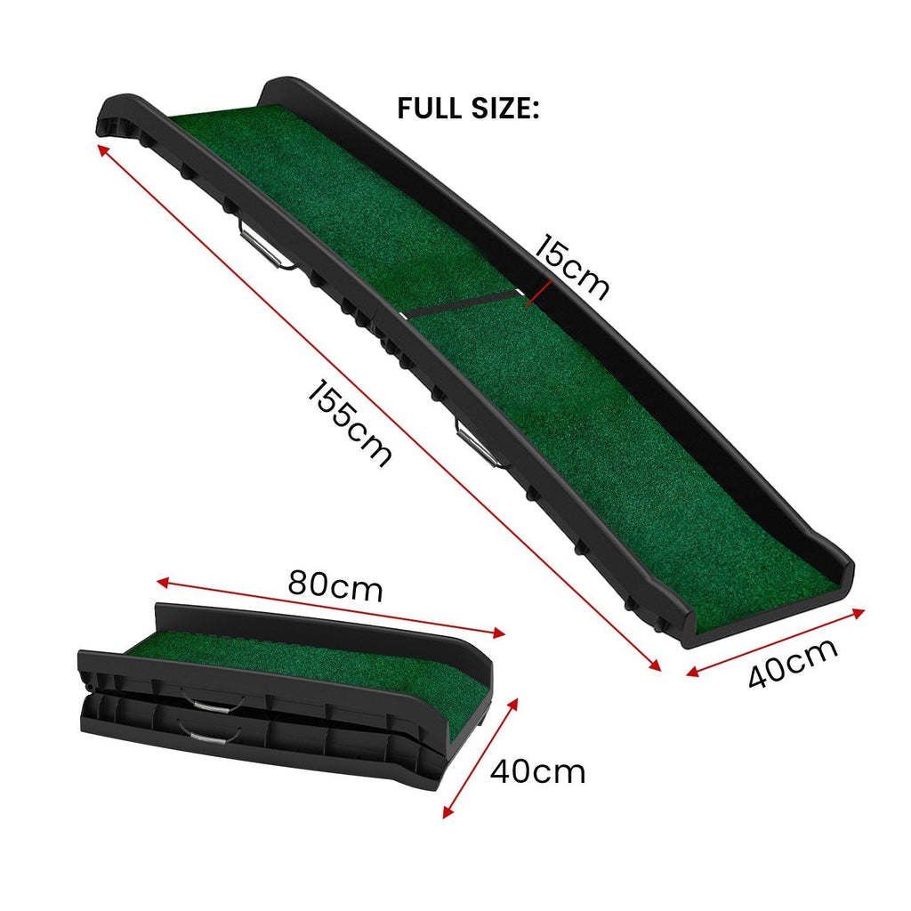 NNEDPE Foldable Plastic Dog Ramp with Synthetic Grass NNEDPE