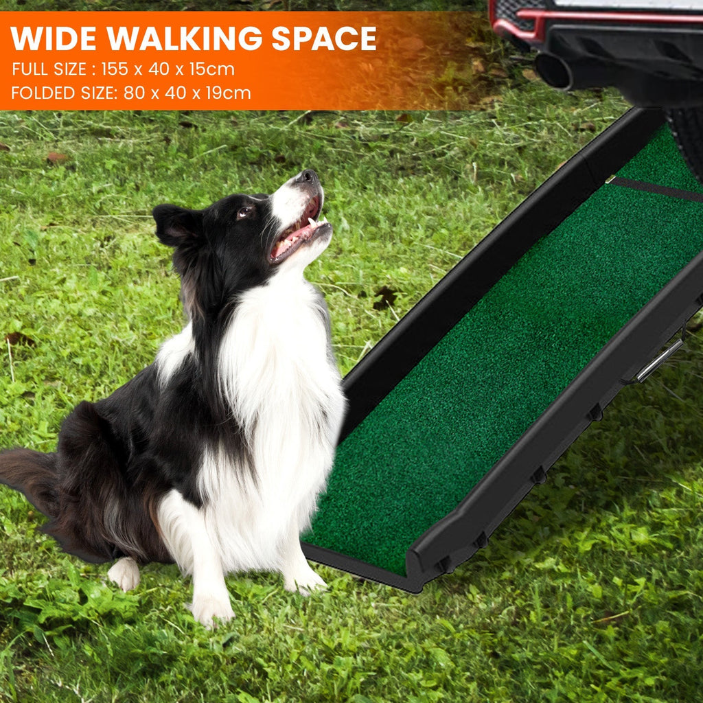 NNEDPE Foldable Plastic Dog Ramp with Synthetic Grass NNEDPE